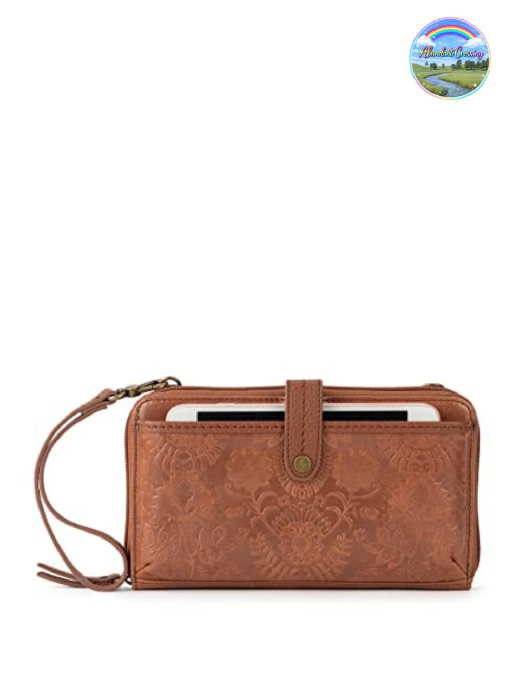 Leather Smartphone Crossbody Purse Convertible Wristlet with Zipper